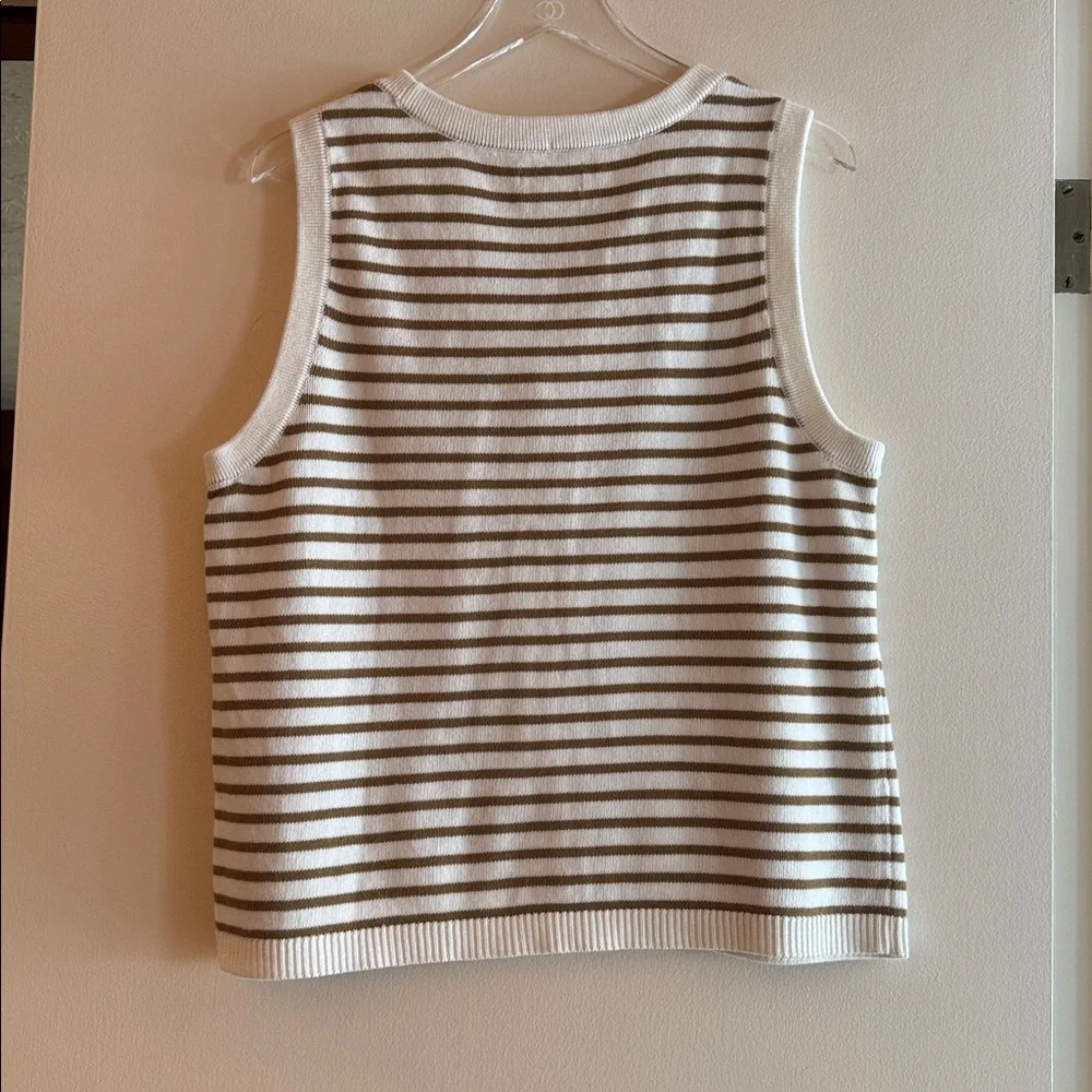 Croft & Barrow Brown and Cream Striped Knit Vest - Picture 2 of 4